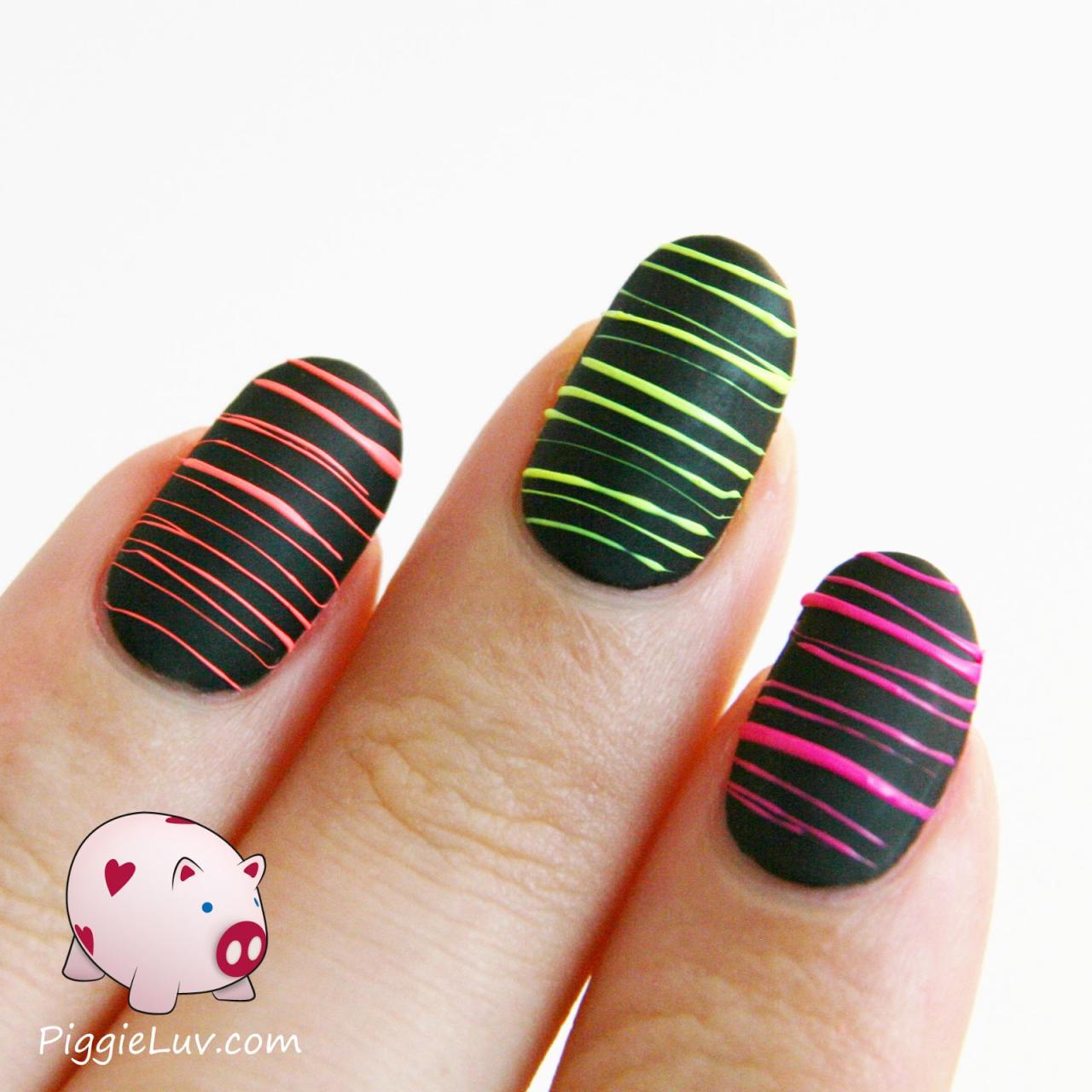 PiggieLuv: Video tutorial: neon sugar spun nail art