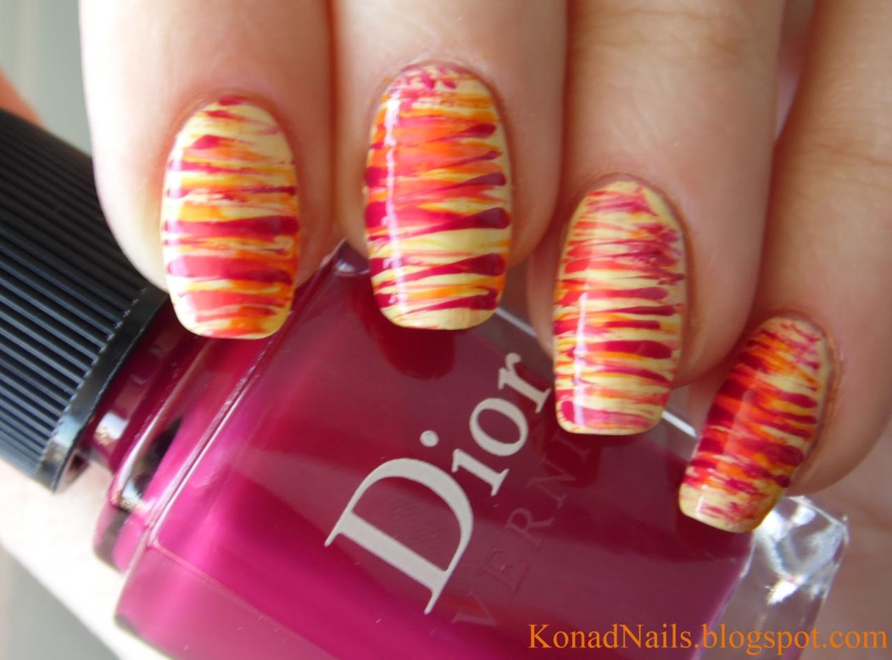 Konad Addict: Striped nail art using fan brush
