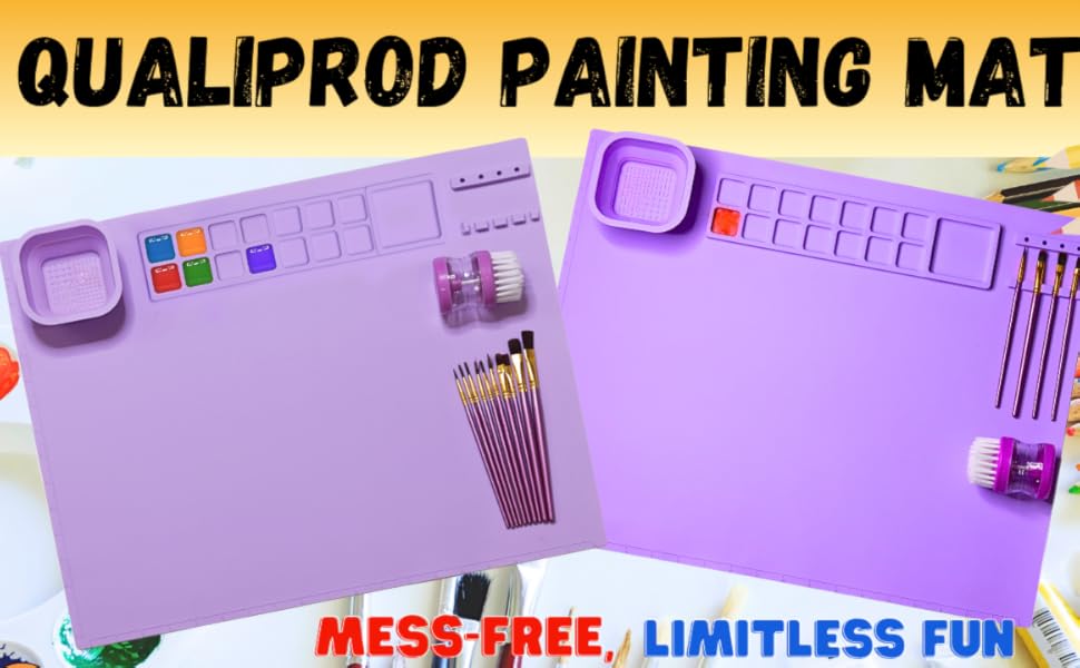 Amazon.com: QualiProd Silicone Painting Mat with Cup – Silicone ... Amazon.com: QualiProd Silicone Painting Mat with Cup – Silicone ...